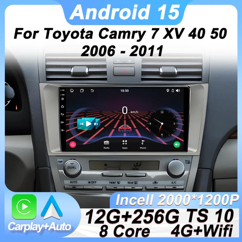 2din Auto Android Per Toyota Camry 7 XV 40 50 2006 - 2011 Wireless Android Auto Radio Carplay Bluetooth DSP Touch Screen 9 pollici