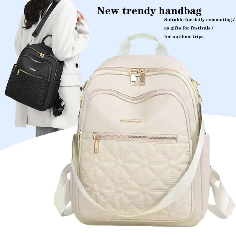 Zaino in stile neutro per uomo e donna, adatto per lo shopping e i viaggi d'affari. La borsa ha le spallacci all'interno.