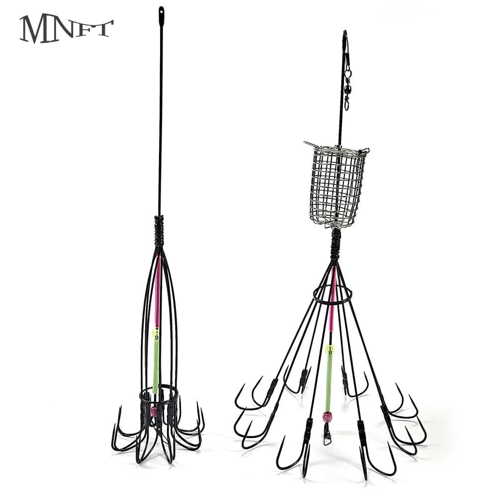 MNFT Calamari Esca Trappola Esche da pesca Gabbia Gancio da pesca luminoso 8 Artiglio Ancoraggio 16 Ganci Gruppo di pesca Pesca in mare Acqua salata