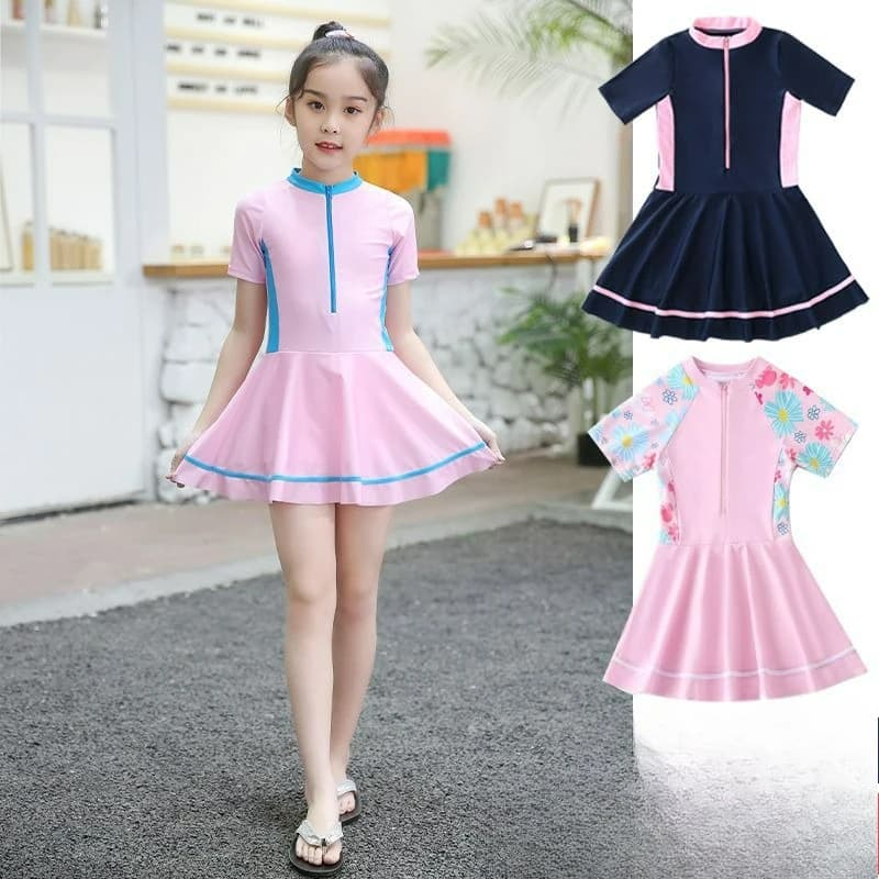 Costume da bagno intero per ragazze 2026, nuovo modello coreano a tinta unita, costume da bagno conservativo per adolescenti e studentesse