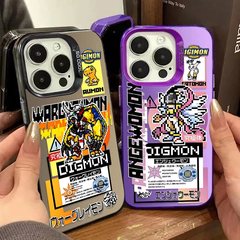 Digimon Adventure Hard Case for iPhone 17 Air 16 15 11 12 14 13 Pro Max XS XR Plus 8 7 SE 2020 Rear Shock Cover