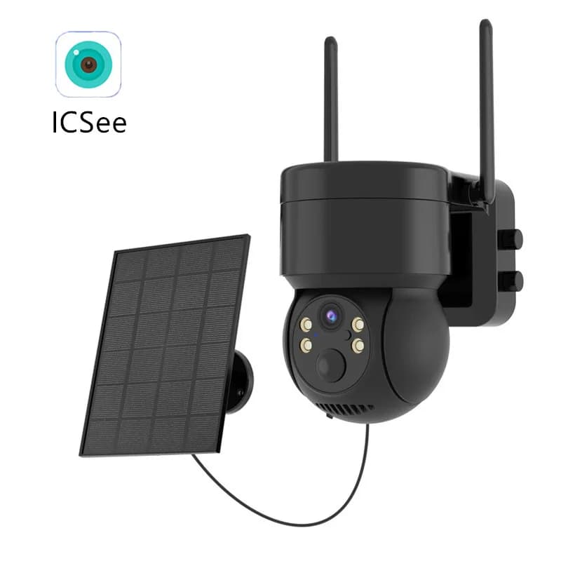 Solar Outdoor Surveillance Camera Human Detection Night Vision Smart Life Webcam Security Icsee Camera Wireless Waterproof PTZ
