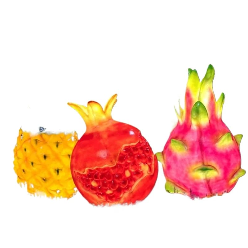 Simulazione esterna melograno drago frutta arancione fragola luce B & B hotel cortile quadrato schizzo prato paesaggio luce