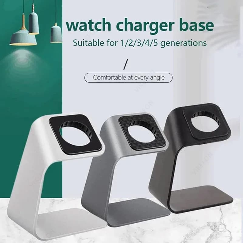 Base di supporto per caricabatterie wireless per orologio da tavolo in lega di alluminio per supporto base di ricarica per Apple Watch antiscivolo per supporto di ricarica iWatch