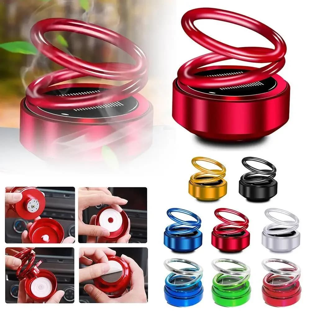 Diffusore di aromi solare per auto, girevole, con doppio anello, decorazione per auto, accessori per auto