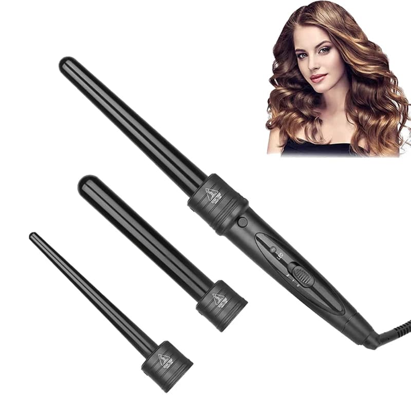 Iron curlyhairs Set of curly hair sticks 3 In 1 curly hair trinket All-In-One interchangeable ceramic jewelry quick heating