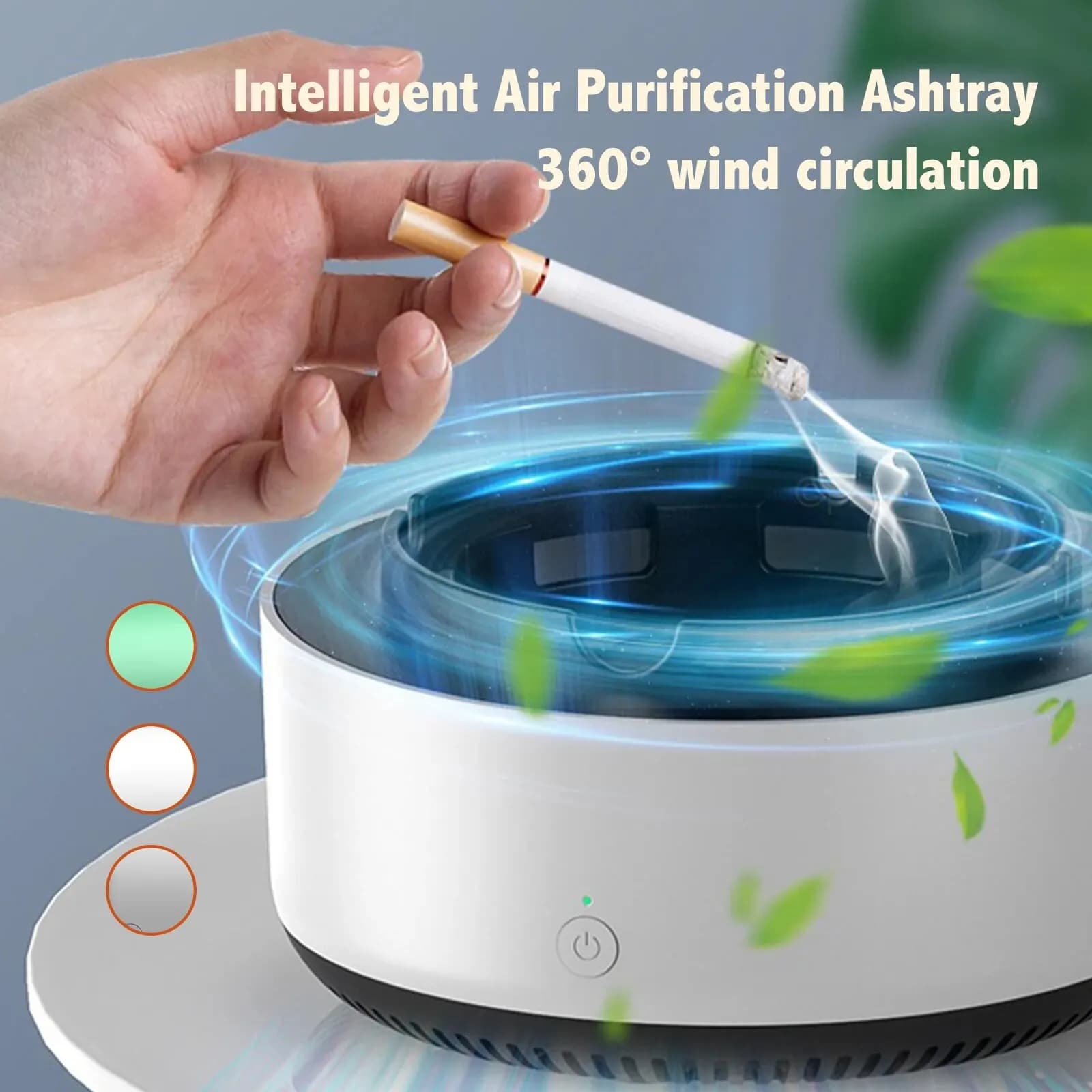 Purificatore d'aria Smart posacenere, rimuovi istantaneamente fumo e odore di tabacco di seconda mano, batterie non incluse, compresse per aromaterapia ad anello