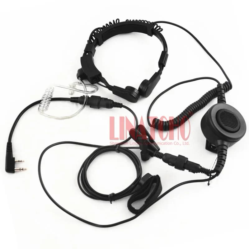 Walkie Talkie Radio Microfono Heavy Duty PTT Collo Gola Microfono Cuffie Cuffie tattiche Connettore K