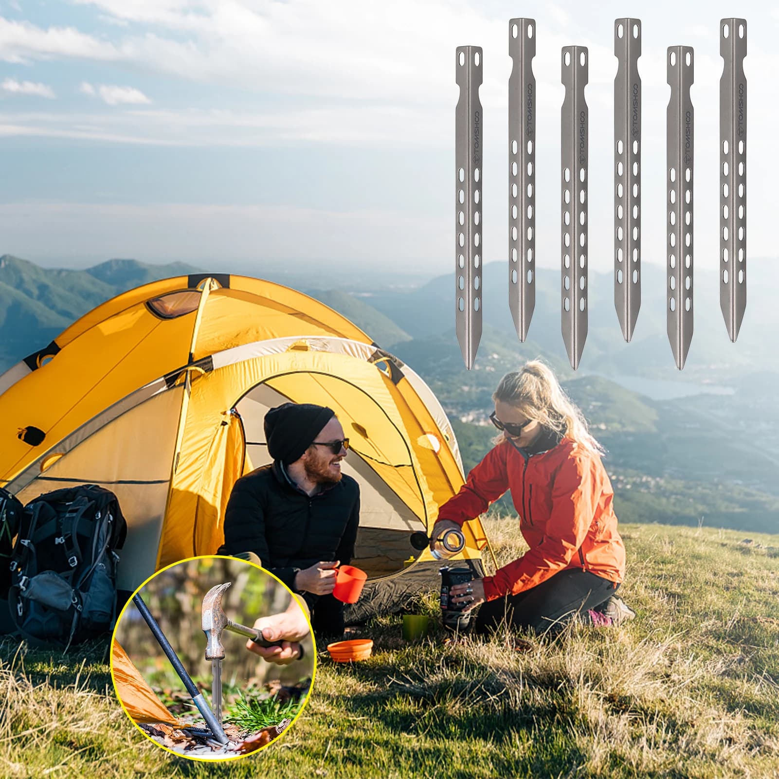 4/6Pcs 6.3 Inch Camping Tent Pegs Ultralight Windproof Titanium Tent Stakes Outdoor Camping Hiking Tent Pegs Nails