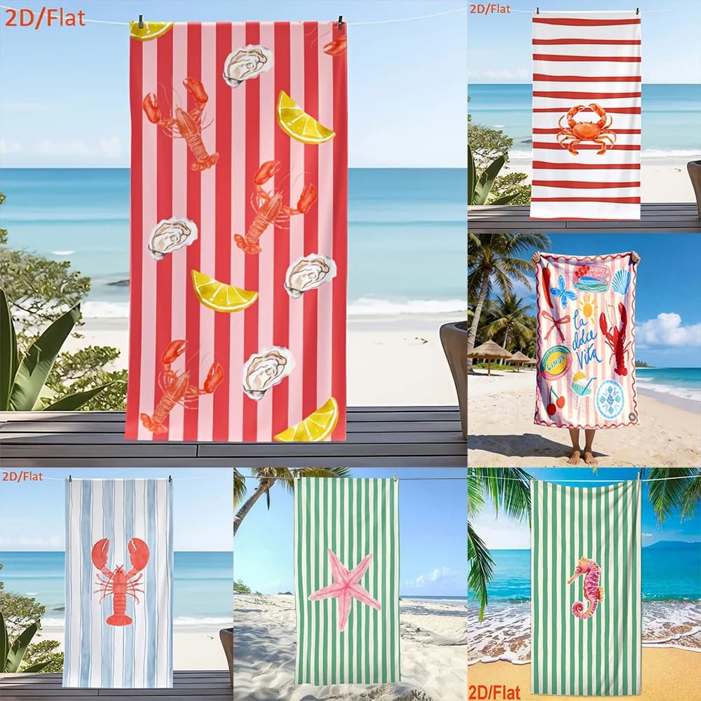 1PC # Coastal Beach Towels , Suitable for swimming pools, camping, yoga, essential accessories for travel.