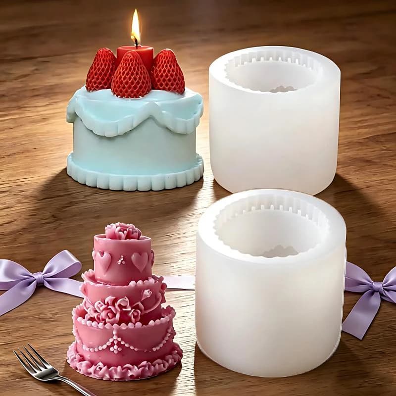 Stampo in Silicone 3D a Forma di Torta alla Fragola per Candele, Sapone, Aromi, Gesso, Cemento, Decorazioni per la Casa e Regali