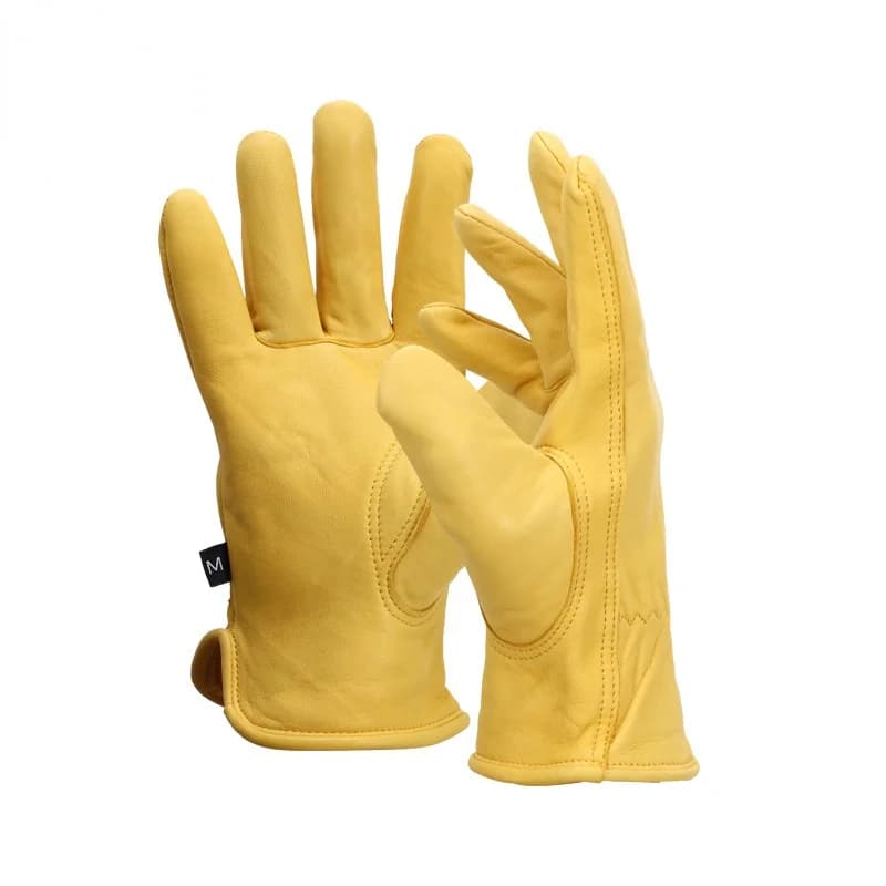 Guanti da Lavoro in Pelle, Guanti da Guida in Pelle di Pecora, Guanti Protettivi da Moto e Giardinaggio per Uomo, Guanti per Raccolta Frutta