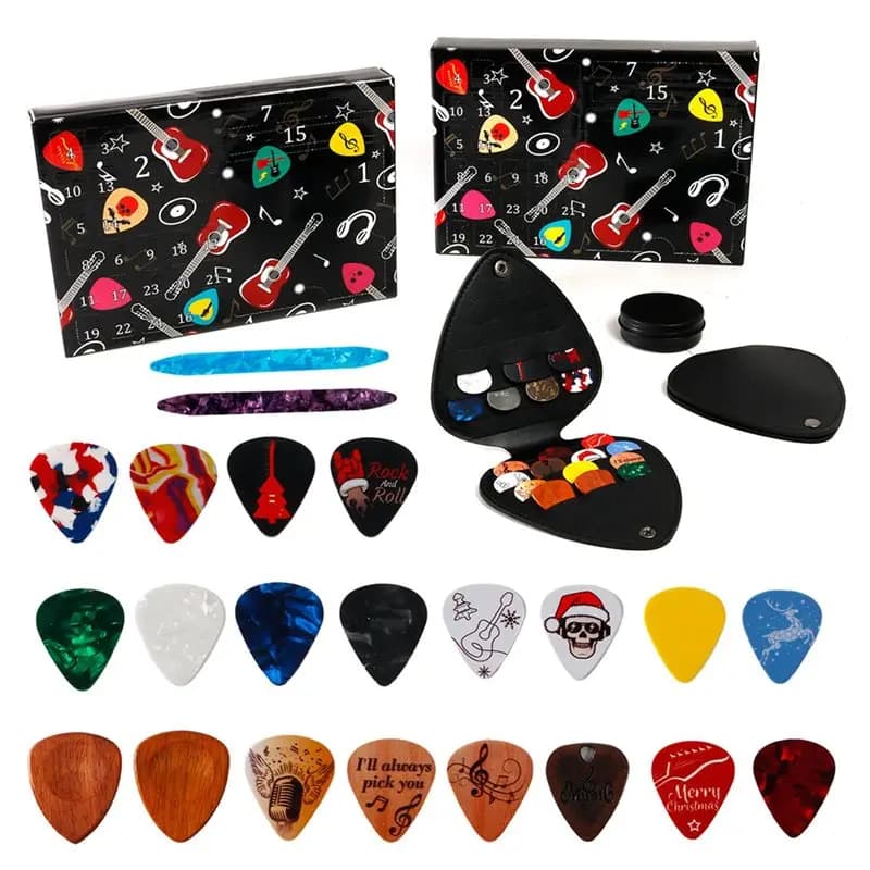 【GRANDE SCONTO】Calendario dell'Avvento con Accessori e Plettri per Chitarra, Conto alla Rovescia di 24 Giorni con Plettri Inclusi