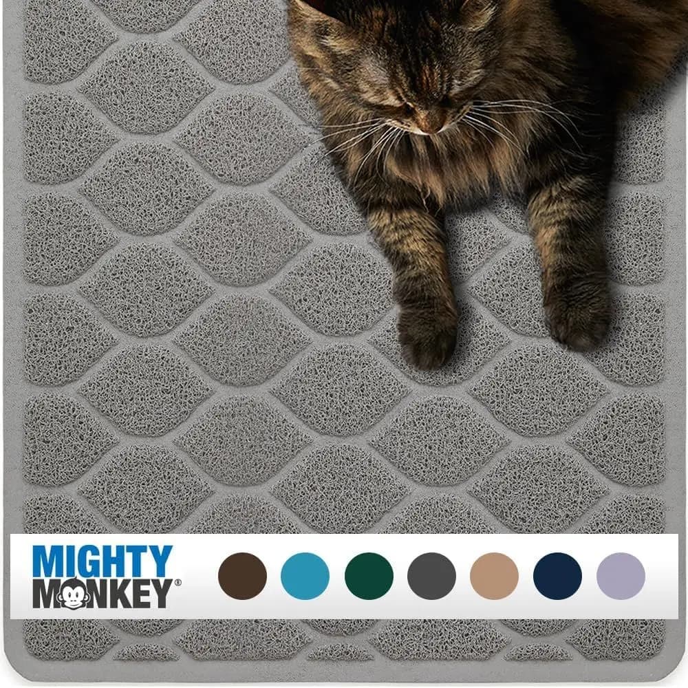 BPA-free Cat Litter Box Trapping Mat, Easy Clean, Textured Backing, Soft on Sensitive Kitty Paws, Cat Accessories, Waste, Stays