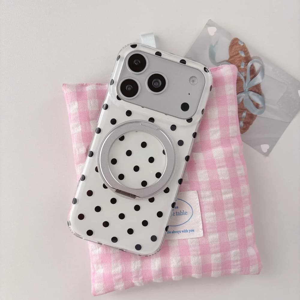 Ins Korea Colorful Polka Dot Pattern For Magsafe Holder Phone Case For iPhone 17 16 15 Pro Max 17 16 Pro 15 Circular Point Cover