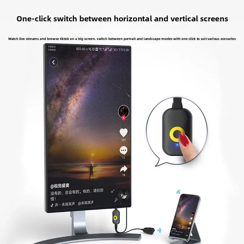 Adattatore Dongle WiFi 4K HD per TV e Proiettore, Ricevitore Video Compatibile con Screen Mirroring Wireless 2.4G/5G 1080P