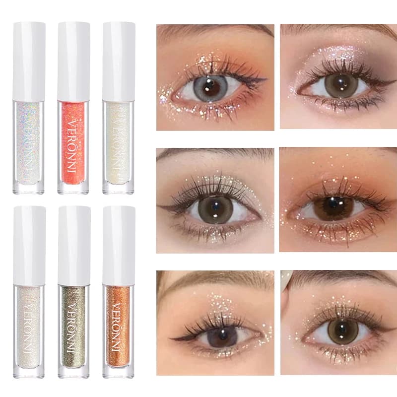 Ombretto liquido waterproof, perlescente a lunga durata, disponibile in 6 colori, ombretto liquido glitterato a base d'acqua per il trucco scenico