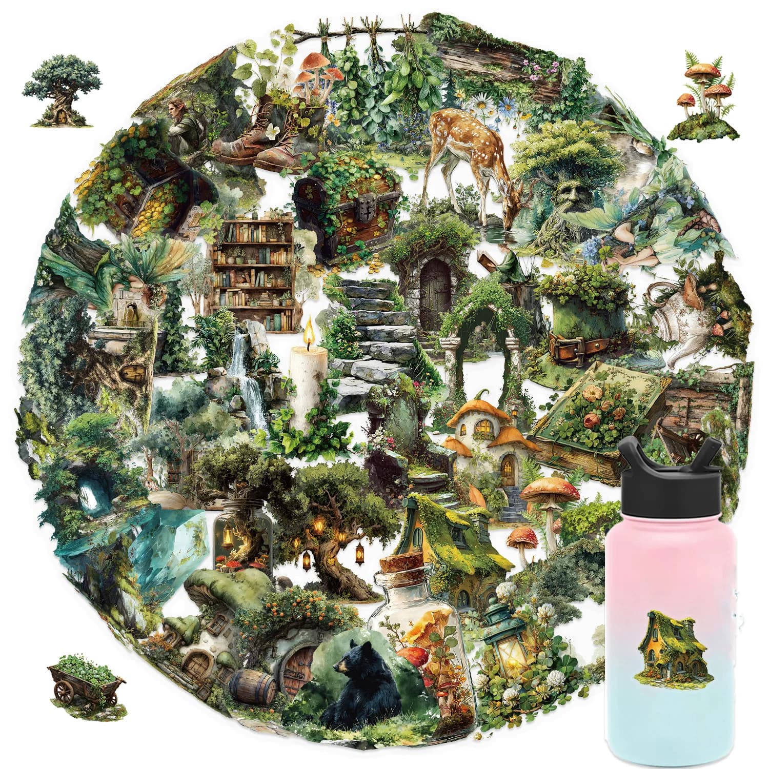 50 pezzi trasparenti tema foresta serie verde adesivi decorativi graffiti cartoni animati Gutiar notebook telefono PET graffiti decalcomanie