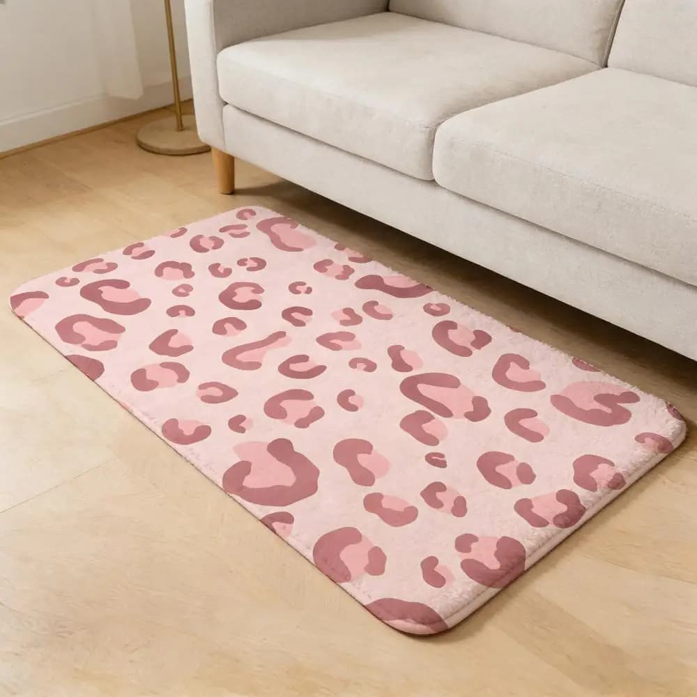 Tappetino da Pavimento con Stampa Leopardata, Tappeto in Flanella Antiscivolo, Assorbente e Lavabile per Interni
