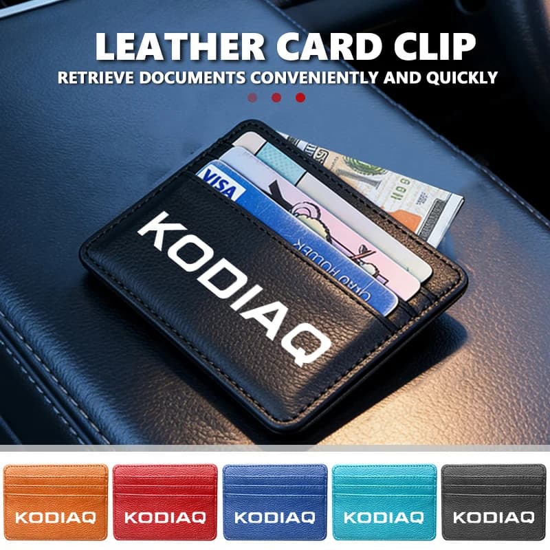 Leather Casual Multi Slot Portable Credit Card Holder Wallet For Skoda Rapid MK3 Derivative VisionS Yeti Scala Enyaq-iV Kodiaq