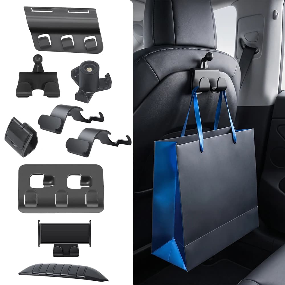 Car Seat Hooks for Tesla Refreshed Model Y/3/YL 6-Seat Refresh Accessories Back Trunk Seat Headrest Organizer Handbag Bag Holder