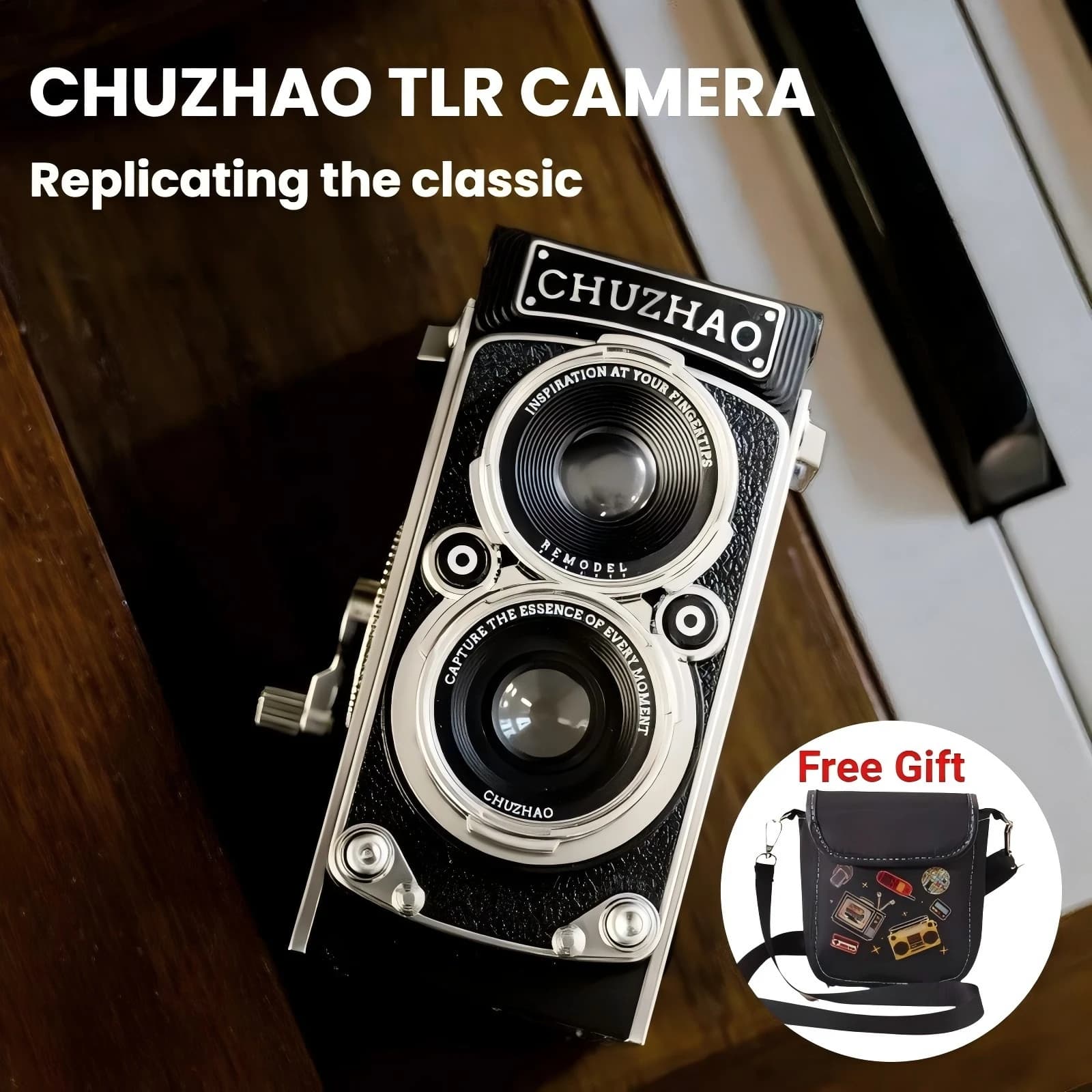 CHUZHAO M1 TLR Digital Camera Retro Vintage Y2K Style 12MP 1080P Film-like Portable CCD Camera Ideal Photography Gift for Beginn