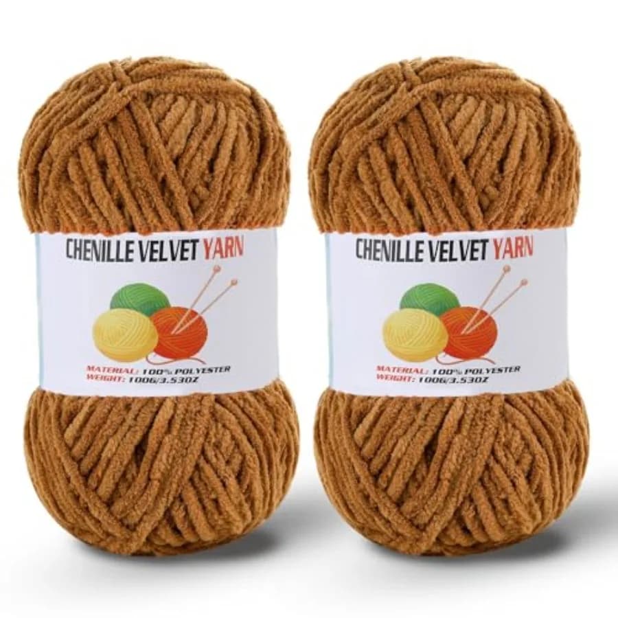2 * 100g/3.5oz Fluffy Chenille Yarn for Crocheting, Chunky Velvet Yarn for Crochet Amigurumi, Used for Making Baby Yarns Blanke