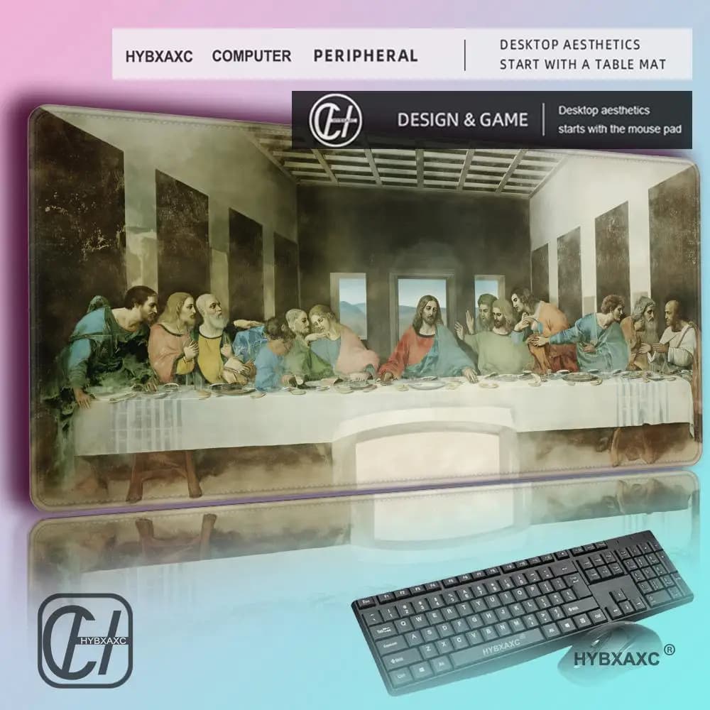 HYBXAXC Tappetino per Mouse Grande Leonardo da Vinci, Tappetino da Gaming per PC, Tappetino per Mouse XXL per Tastiera