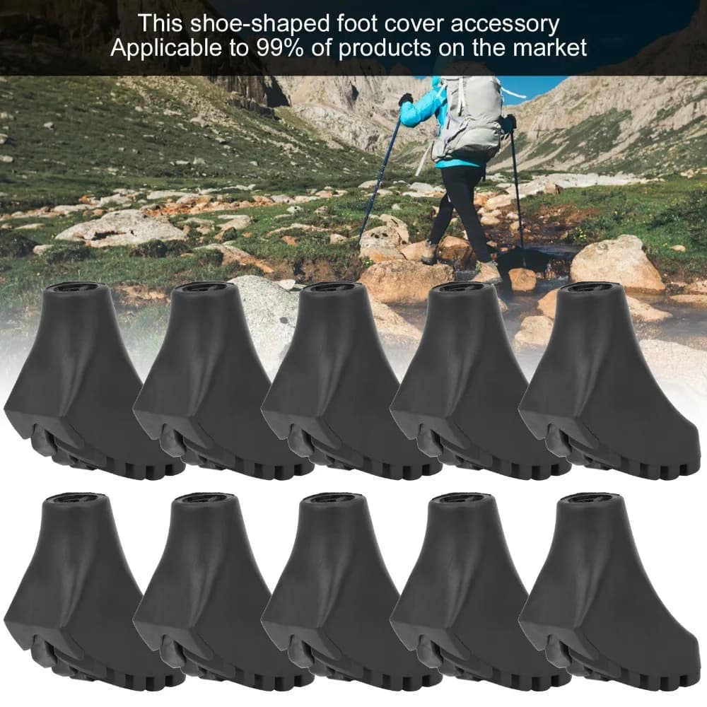 10 Pcs Durable Rubber Walking Stick Pad Portable Black Hiking Pole Tip Trekking Poles Tips Sand Mud Terrain