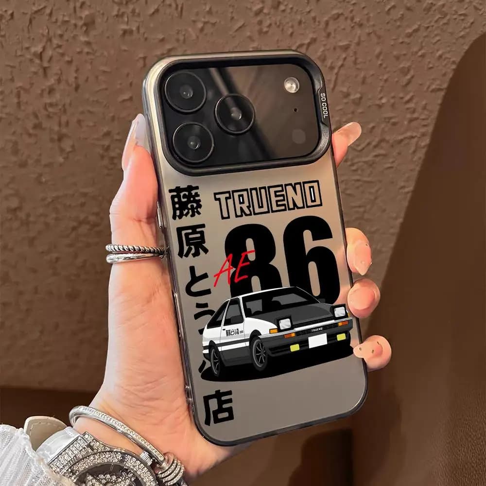 Custodia per telefono I-Initial D AE86 per iPhone 17 16 15 14 13 12 11 Pro Max, design opaco laser Aurora