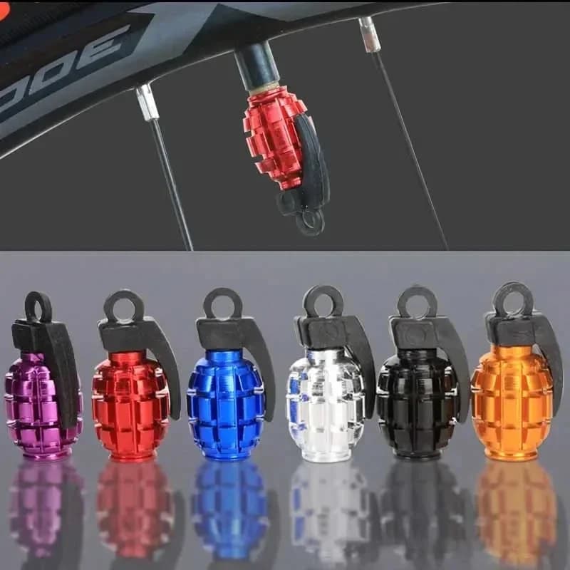 Set da 4 Pezzi Nuovo 2026 Tappo Valvola Universale per Pneumatici Auto, Camion, Moto, Bicicletta, Design a Granata, Accessori Auto