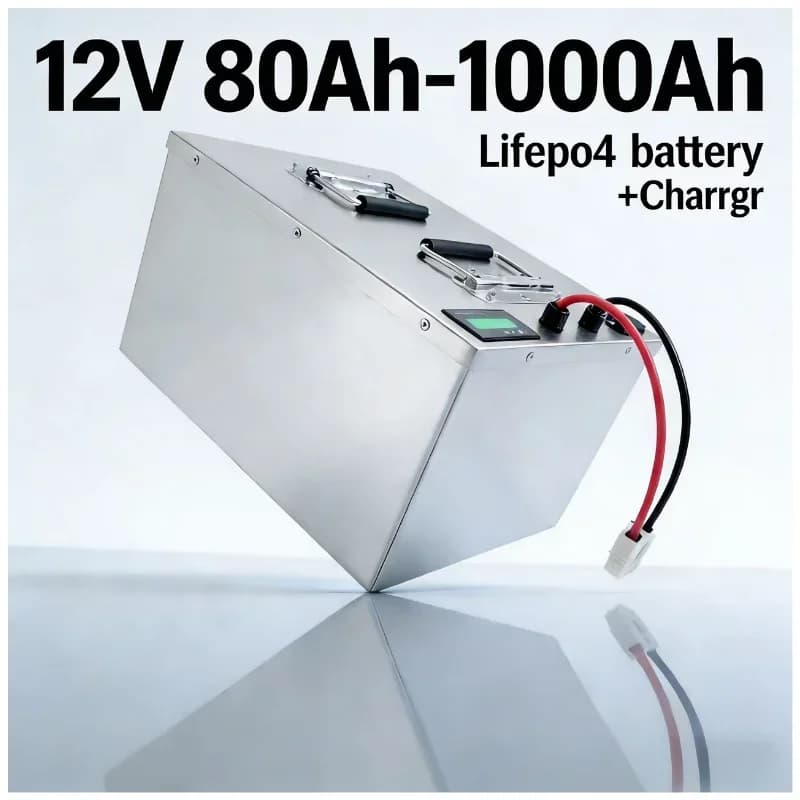 12V 100Ah-800Ah LiFePO4 Deep Cycle Battery with Built-in BMS | High-Efficiency Lithium Battery for 1200W Solar Panels, UPS, Boat