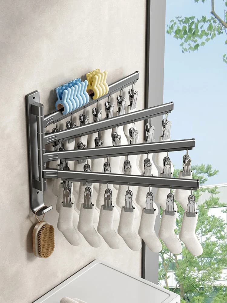 Ganci da parete per bagno Mensola appendiabiti Asta portasciugamani Portasciugamani pieghevole Aste per abbigliamento Calzini da balcone Reggiseno Appendiabiti Accessori per il bagno