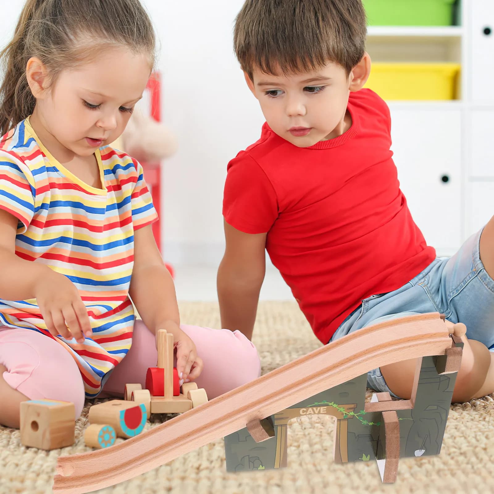 Ponte in Legno per Trenino, Accessorio Ponte Alto, Giocattolo Educativo per Bambini, Scena Ferroviaria in Legno per lo Sviluppo della Costruzione, Giocattolo per Bambini