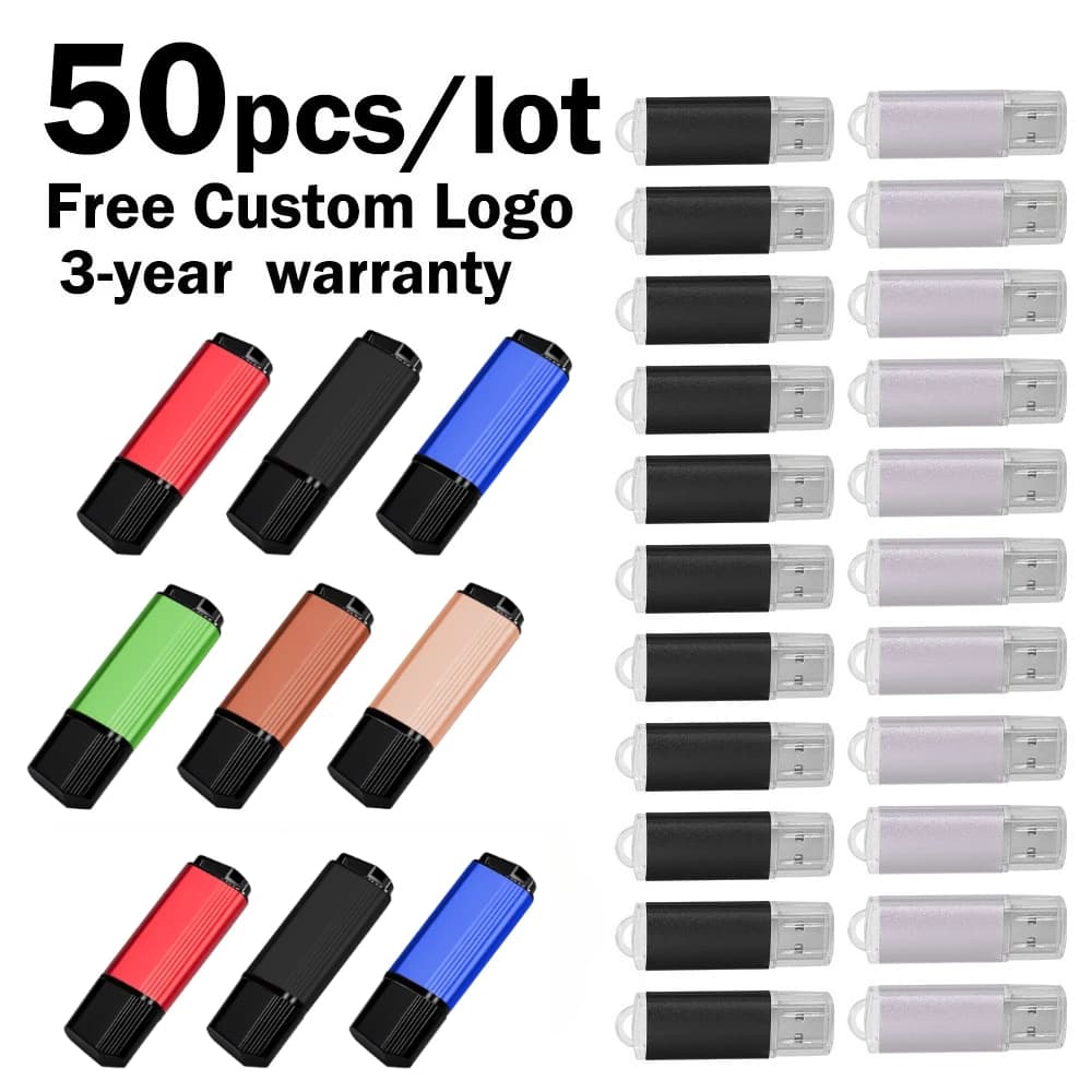 50 Pezzi Chiavetta USB Memoria Flash con Logo Personalizzato Gratuito, Dispositivo di Archiviazione Pendrive 128GB 64GB 32GB Mini in Metallo all'Ingrosso