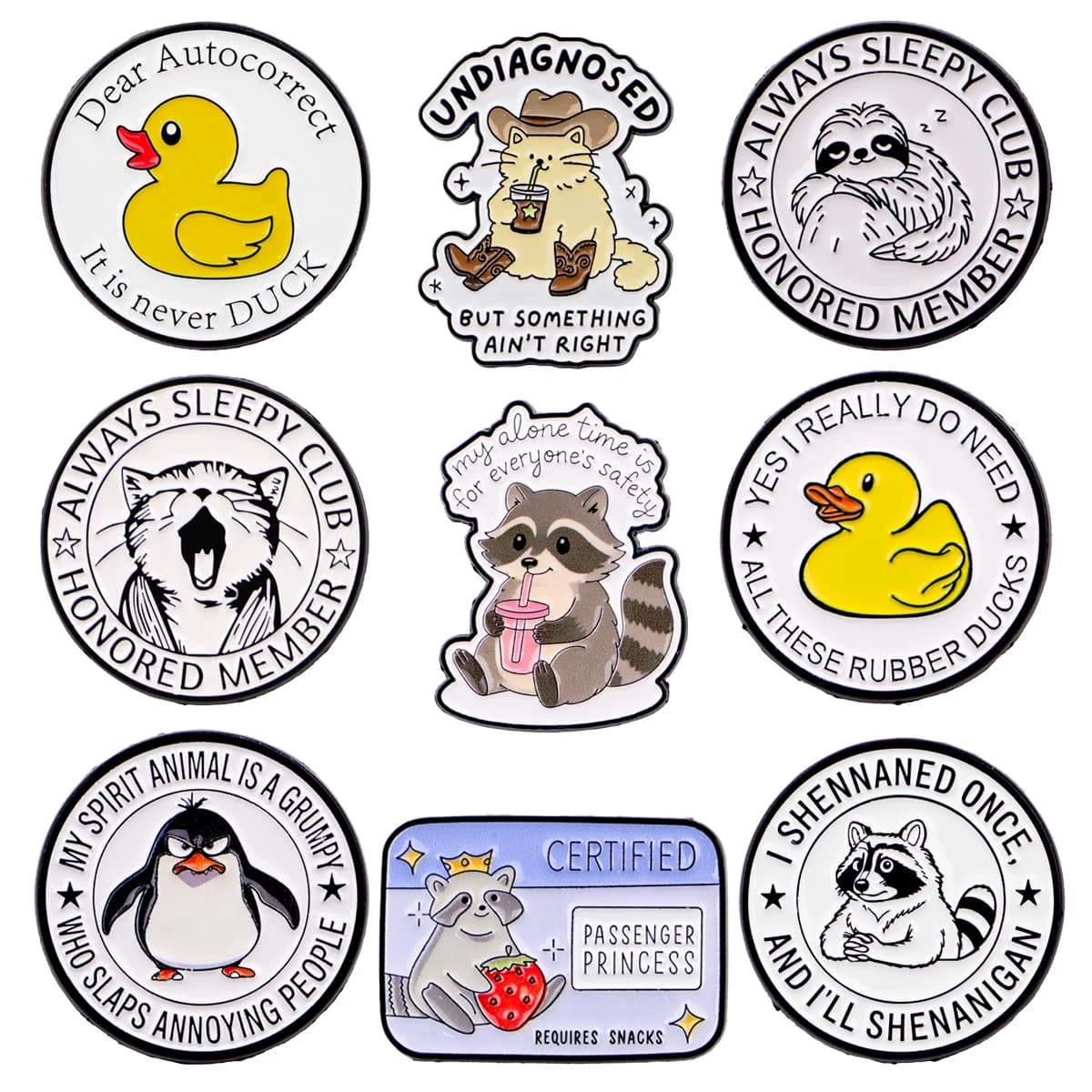 2/4 pz/set Animali Citazioni Spille Smaltate Spille Circolari per Spille Da Bavero Distintivo sullo Zaino Panni Accessori Gioelleria Raffinata E Alla Moda Regali