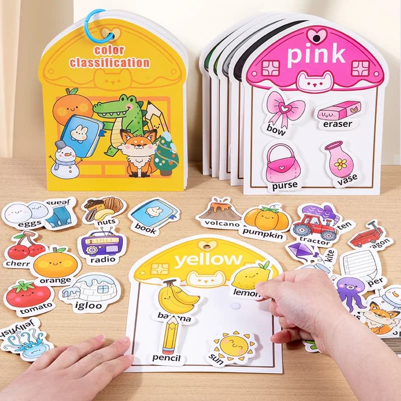Simpatico cartone animato per bambini Classificazione dei colori Adesivi Libro Educazione precoce Montessori Puzzle Giocattolo Regalo di compleanno per bambini