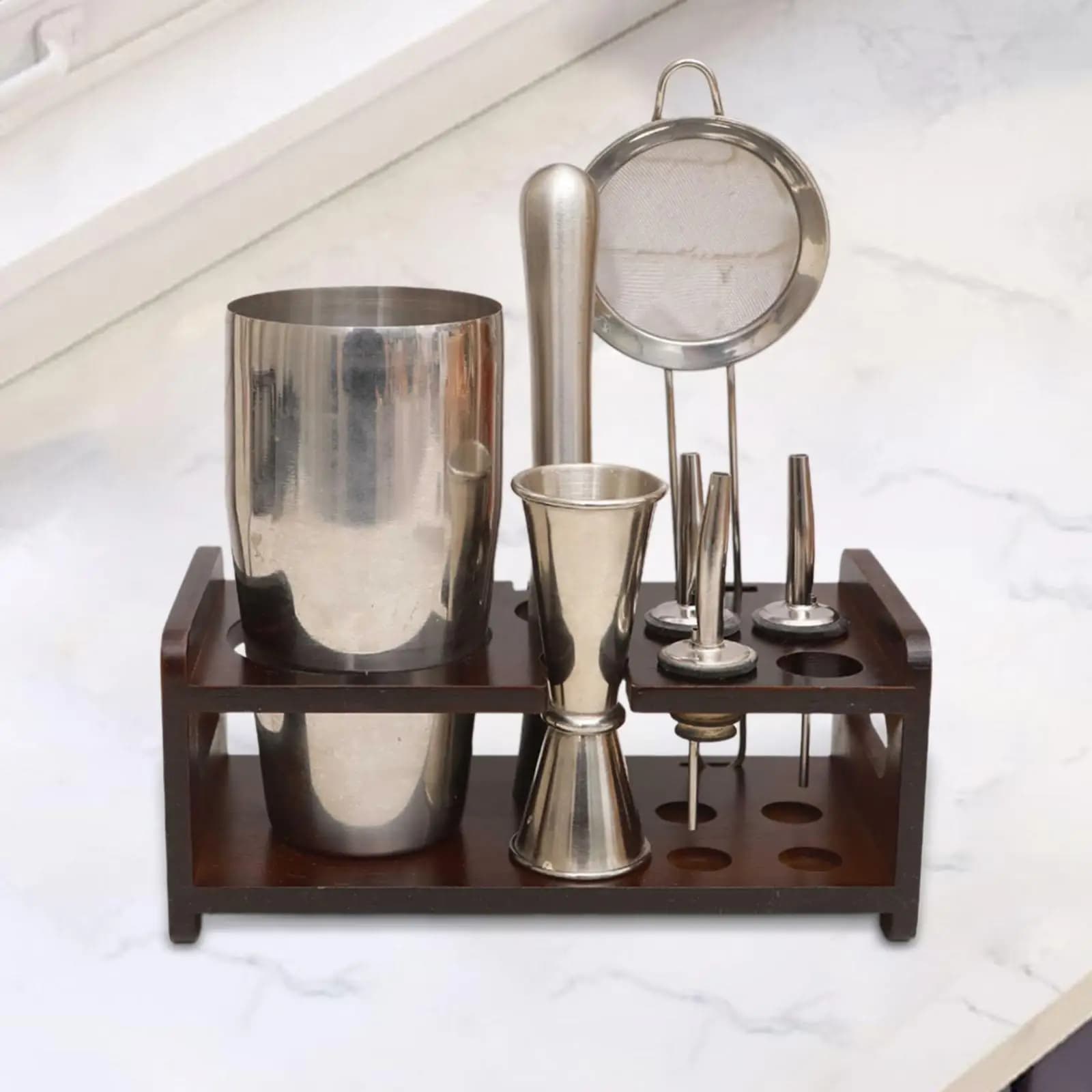 Supporto in Legno per Cocktail, Porta Shaker da Bar, Espositore per Barman, per Casa, Tavolo, Matrimoni