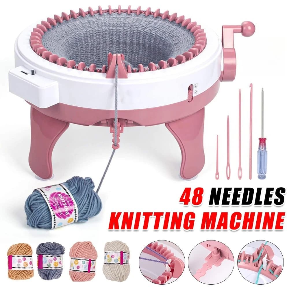 48 Needle Circular Knitting Loom Machine DIY Weaving Kit Scarf Hat Sock Maker Manual Hand Crank Knitting Tool