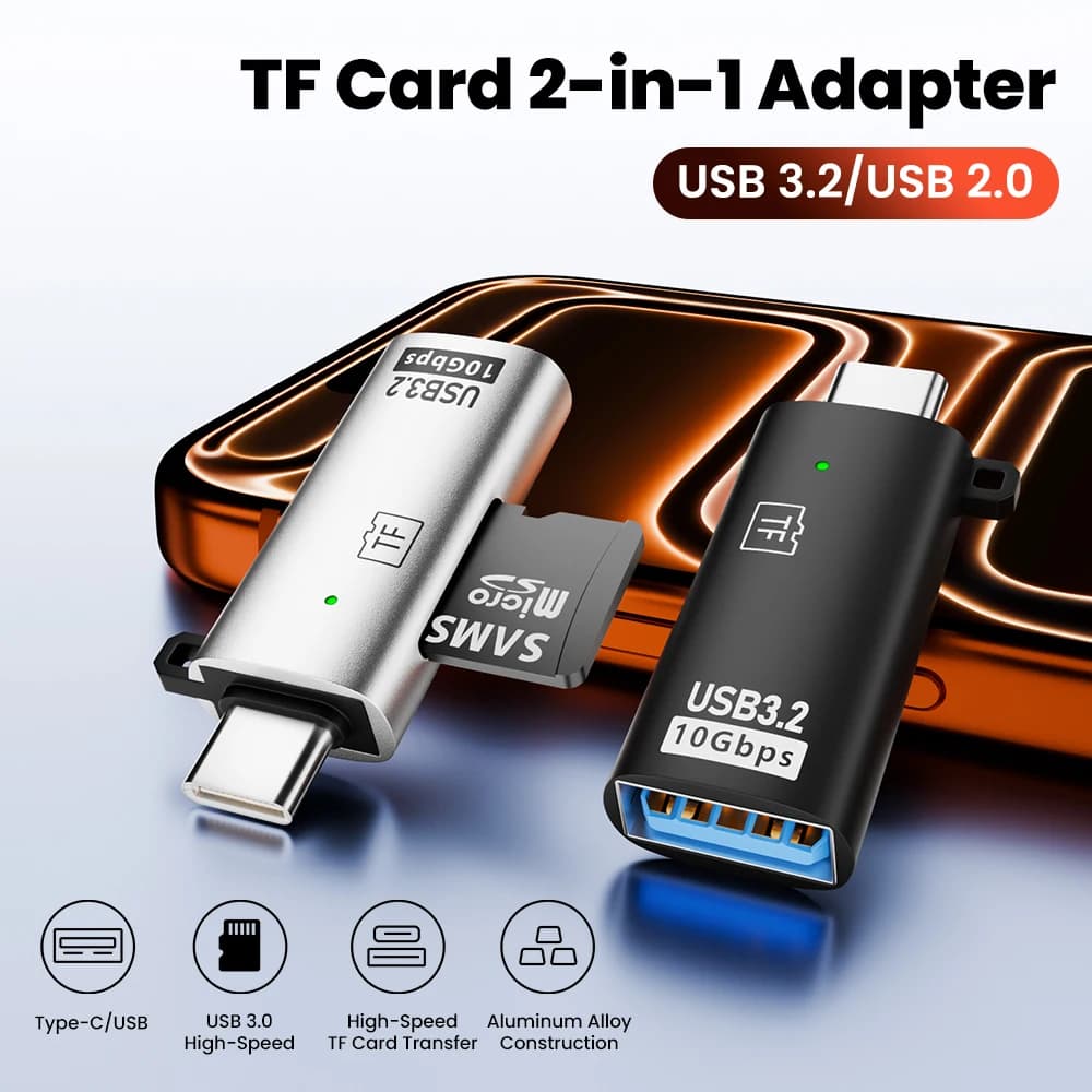 2 in 1 USB 3.2 Card Reader Micro TF card Reader usb adapter Data Transfer Cardreader TF Memory card For PC Laptop