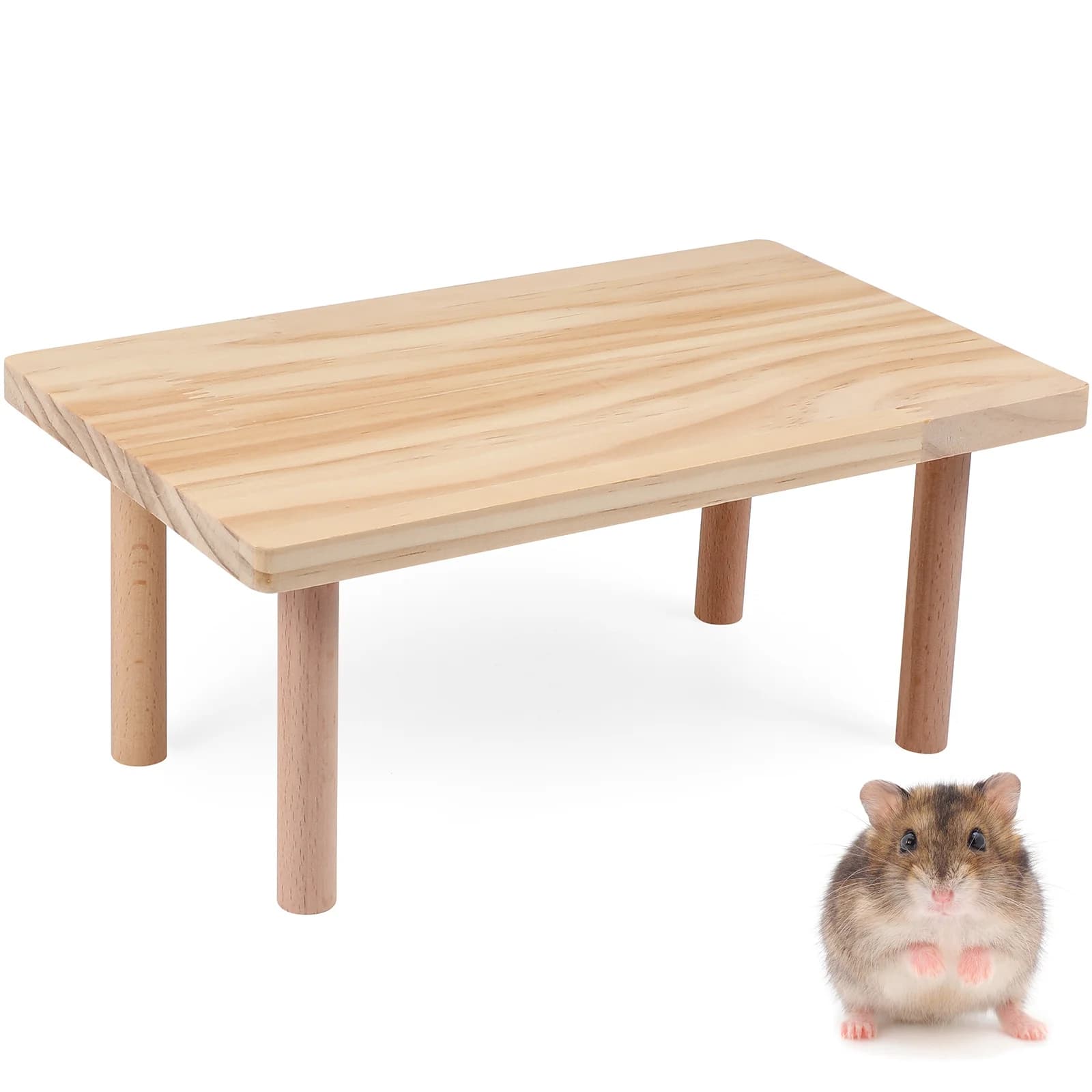 Piattaforma per criceti per gabbia in legno naturale levigato Supporto per piccoli animali domestici Riposo per giochi Porta ciotola per alimenti Accessorio per gabbia Piattaforma per criceti