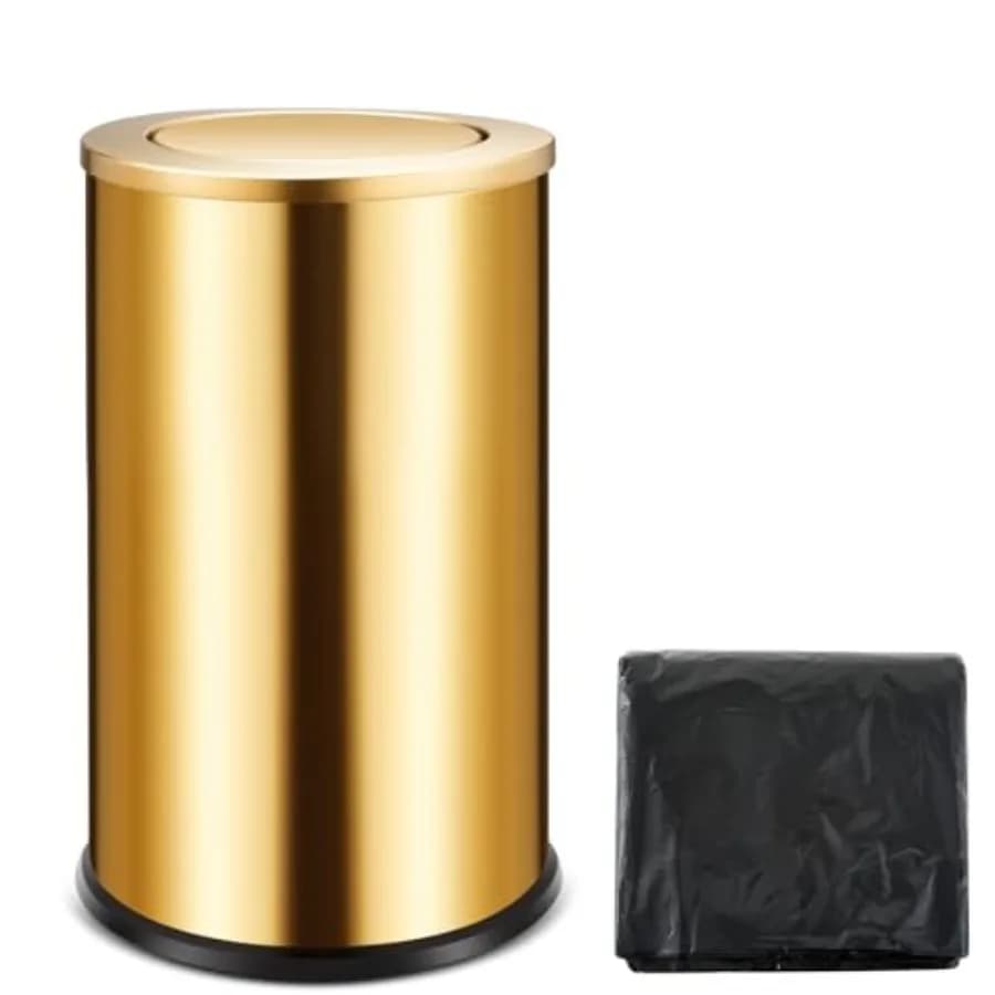 Cestino per rifiuti con coperchio L/ Lidded, con 00 sacchi per immondizia, in ottone metallico, per cucina, con coperchio a ribalta, commerciale, compatto, per S