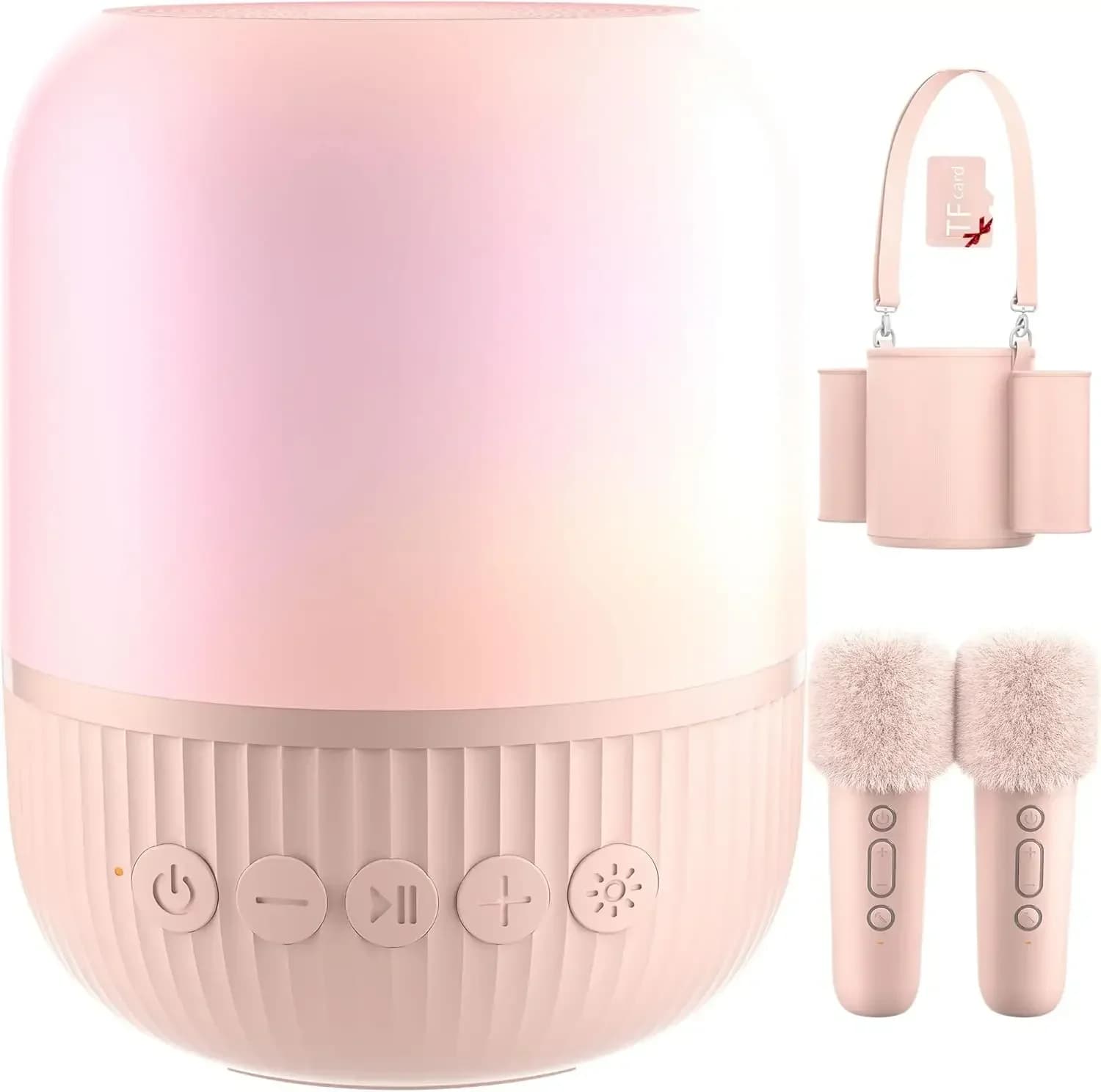Mini macchina per karaoke, altoparlante portatile con luce LED per karaoke con microfoni wireless, regali di compleanno di Natale per ragazze.