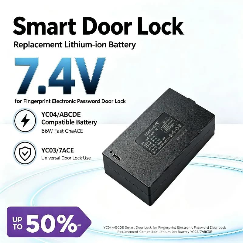 YC04/ABCDE Smart Door Lock for Fingerprint Electronic Password Door Lock Replacement Compatible Lithium‑ion Battery YC03/7ACE