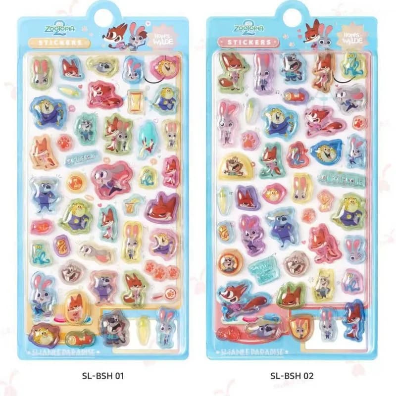 Adesivi in Cristallo 3D Originali Zootopia2, Decorazioni Fai-da-Te per Diari e Cover Telefoni, Giocattoli per Bambini, Adesivi Kawaii in Rilievo
