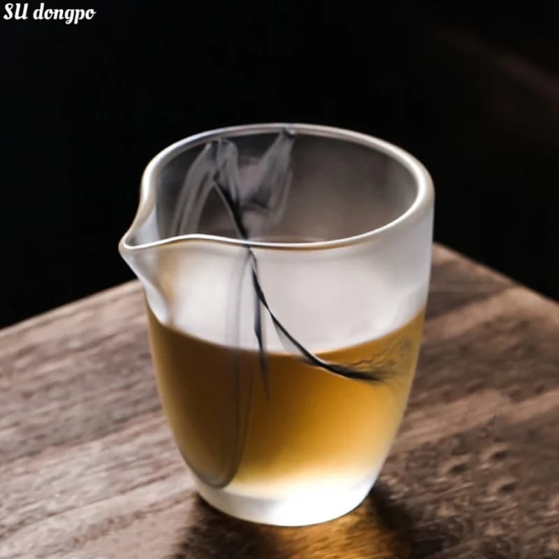 Ink Colored Glaze Justice Cup - Harmony Glass Large Heat-resistant Japanese Tea Dispenser Chahai Tea Sea Fair Cup Tea Set