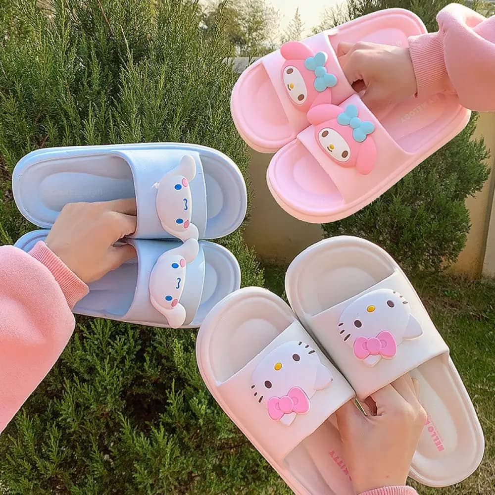 Ciabatte Estive da Donna con Suola Spessa Cinnamoroll, Scarpe Kawaii My Melody Sanrio, Sandali Antiscivolo per Casa e Spiaggia