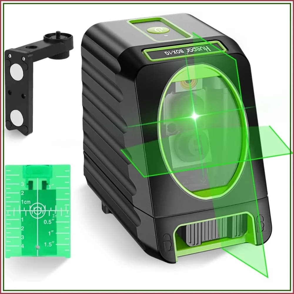 Self-Leveling Cross Line Laser Level, 150Ft Green Beam with 360° Magnetic Base, Pulse Mode for Outdoor Use, AA Battery Operated for Hanging Pictures, Tiling, and DIY Projects