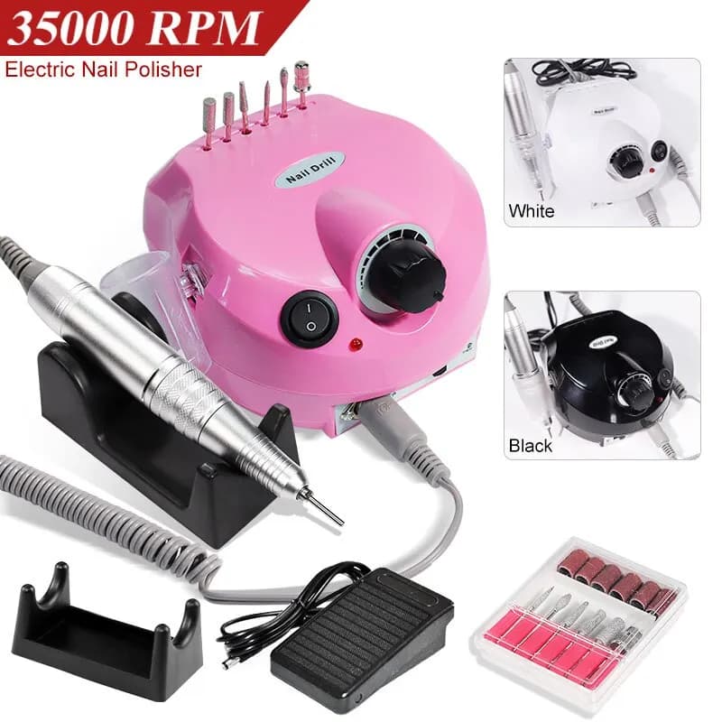 Limegirl 35000 rpm electric nail drill manicure pedicure professional nail drill lathe cutters low noise nail file kit