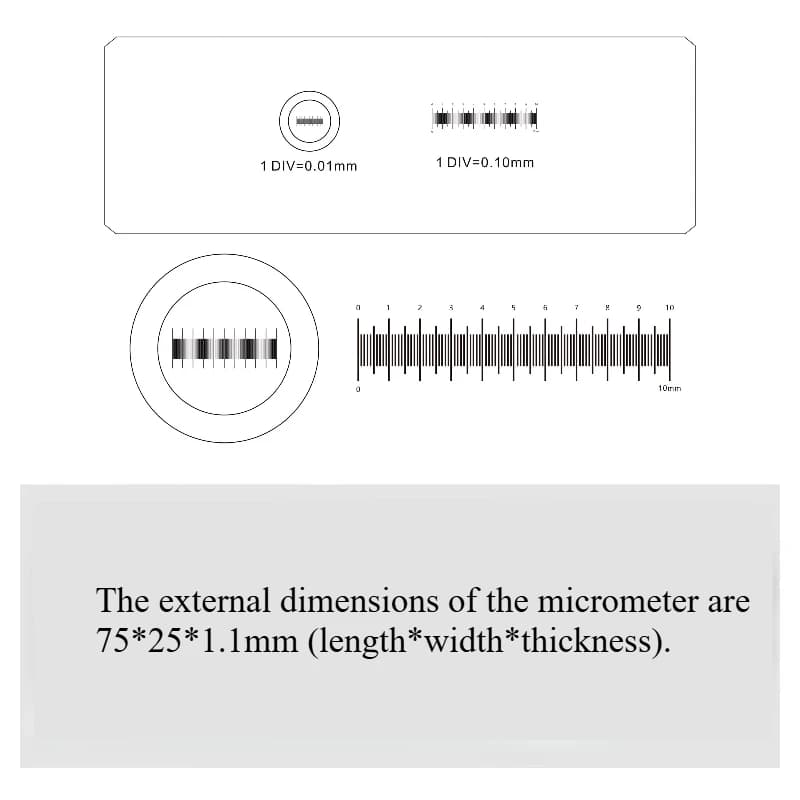 0.1mm 0.01mm Micrometer Object Double Combination Micrometer Caliper for Biological/Metallographic/Stereoscopic Microscopes